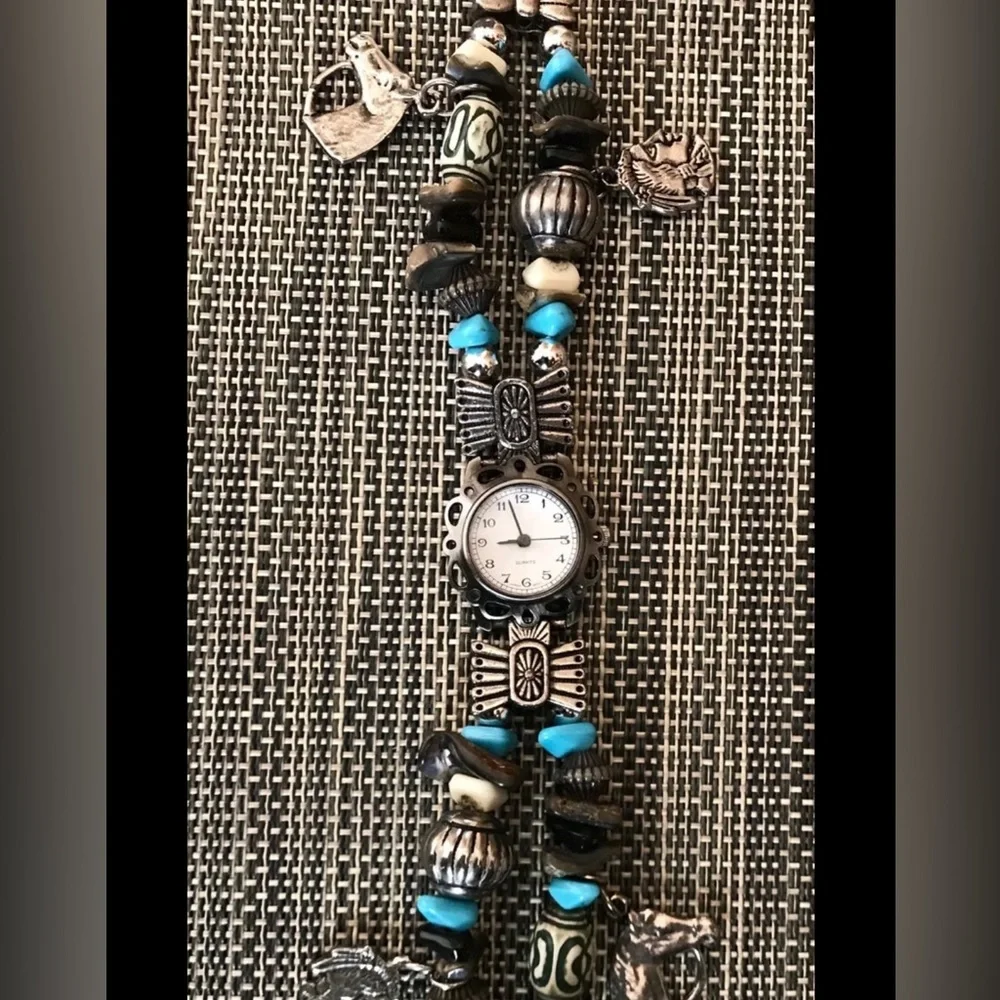 Southwestern Design Watch with Charms Beads 7.5”